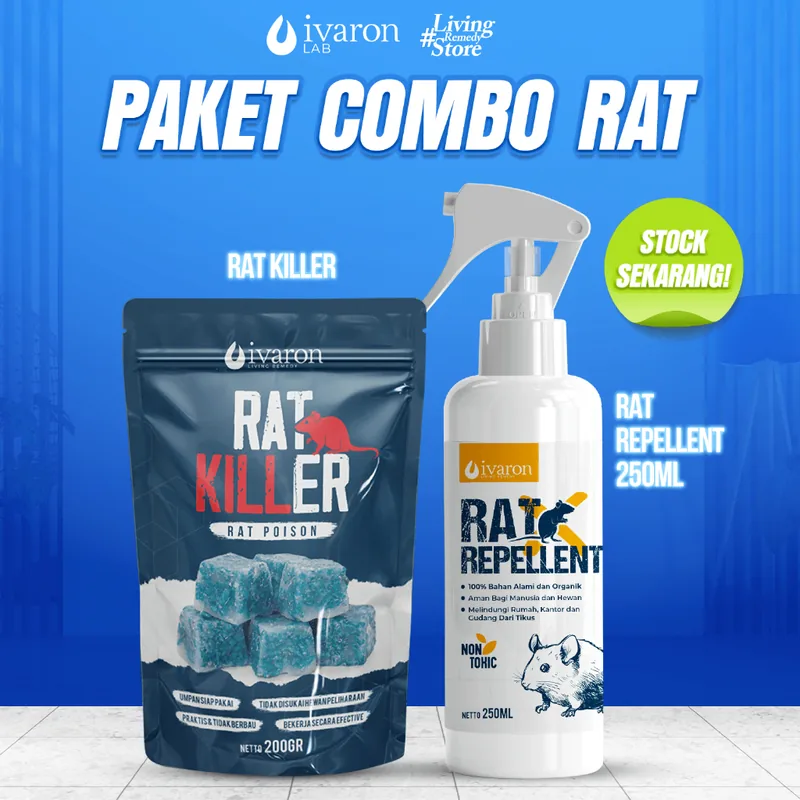 IVARON Paket 1 Rat Killer Racun Tikus Mati Kering & Rat Repellent Pengusir Tikus Pembasmi Hama