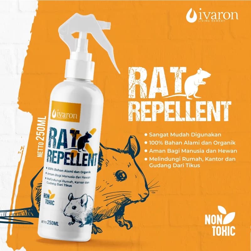 IVARON Pengusir Tikus Spray Obat Pembasmi Rodent Rumah Mobil Semprotan Anti Rat Repellent 250Ml