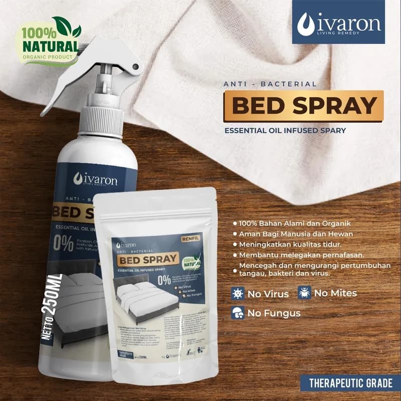 IVARON Bed Linen Spray Parfum Kasur Dan Bantal Anti Bacterial Refill 250ml Deep Sleep Aromatherapy