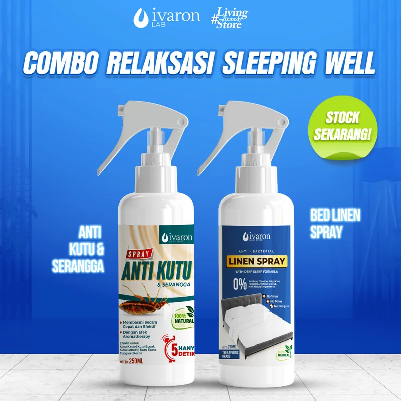 IVARON Paket 6 Bed Linen Spray & Anti Kutu Spray Pembasmi Kutu Kasur Aromatherapy Relaksasi Sleeping