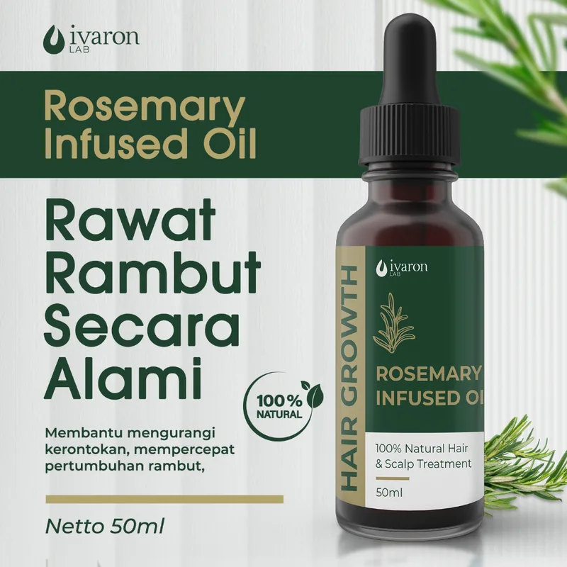 IVARON Rosemary Hair Growth Oil | Anti Rontok & Perawatan Kulit Kepala Alami 100% Natural 50ml
